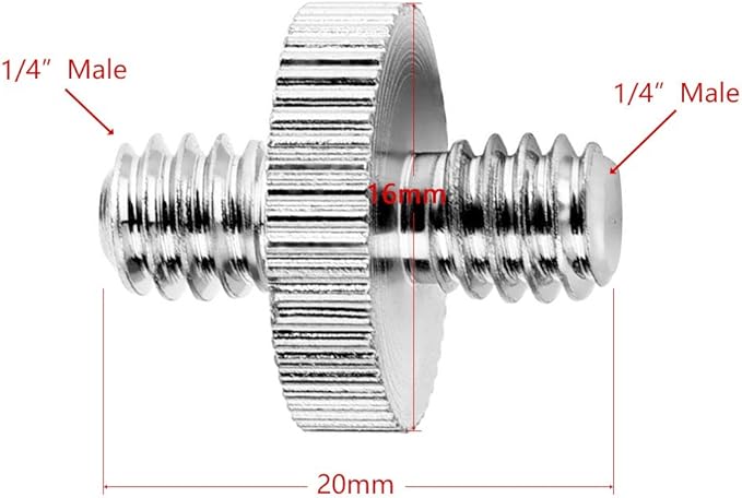 Anwenk Standard 1/4"-20 Male to 1/4"-20 Male Threaded Tripod Screw Adapter Standard Tripod Mounting Thread Camera Screw Adapter Converter, Precision Made (5 Pack)