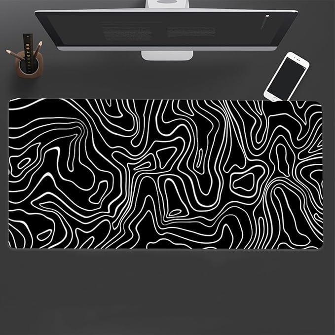 Rcege Large Mouse Pad for Desk - Gaming Mouse Pad with Stitched Edges, Anti-Slip Base for Keyboard and Mouse (Topographic Line,23.6x11.8 inch)