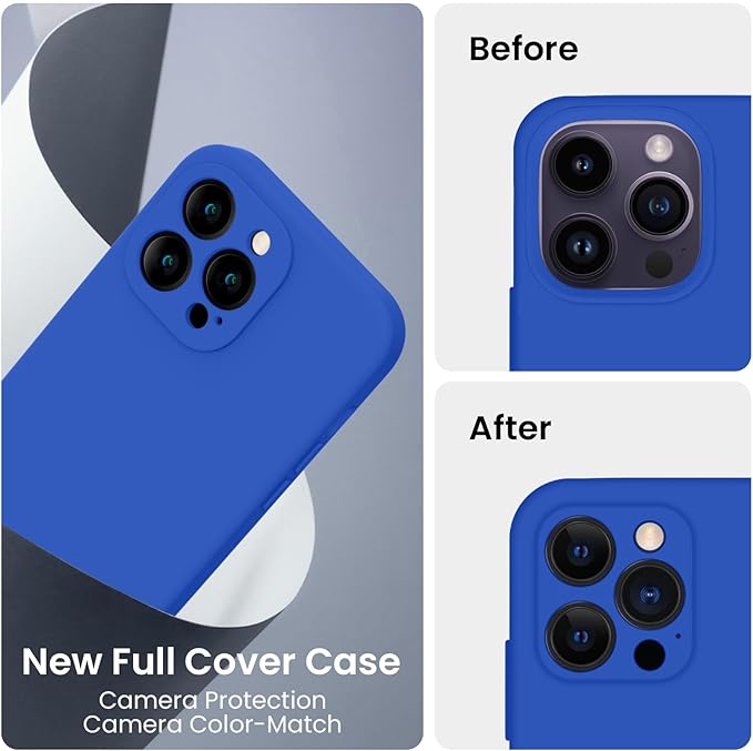 FireNova Designed for iPhone 14 Pro Case, Silicone Upgraded [Camera Protection] Phone Case, Soft Anti-Scratch Microfiber Lining Inside, 6.1 inch, Klein Blue