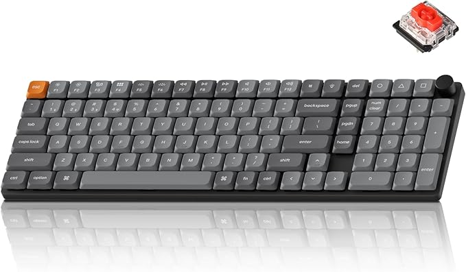 Keychron K17 Max 96% Layout QMK/Launcher Ultra-Slim Wireless/Type-C Wired Mechanical Keyboard with White LED Backlit, Low-Profile Gateron Mechanical Red Switch Compatible with Mac Windows Linux