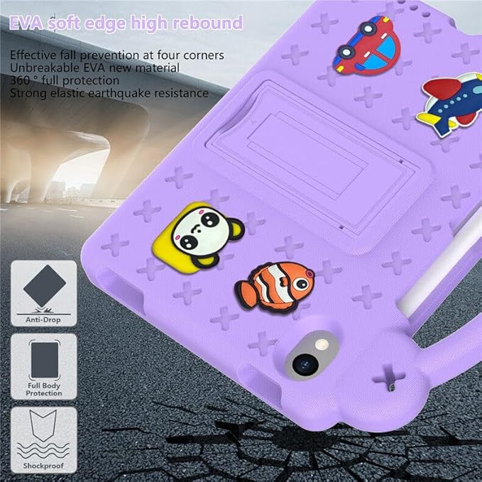 AKABEILA Compatible with Apple iPad Mini 6 2021 8.3 inch Tablet Case, Kids Friendly Universal Lightweight Shockproof Protective Case with Shoulder Strap & Stand Handle & Pen Tray Light Purple