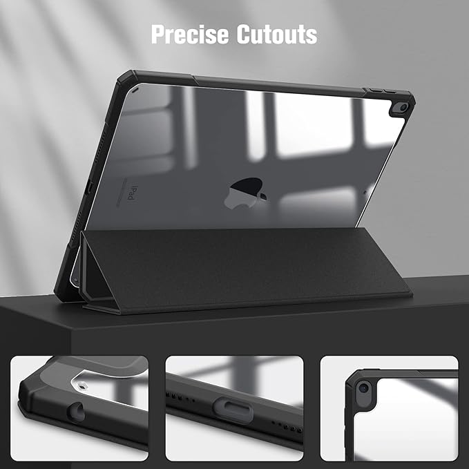 Fintie Hybrid Slim Case for iPad Air 3rd Generation 10.5" 2019 / iPad Pro 10.5 Inch 2017 - [Built-in Pencil Holder] Shockproof Cover with Clear Transparent Back Shell (Black)