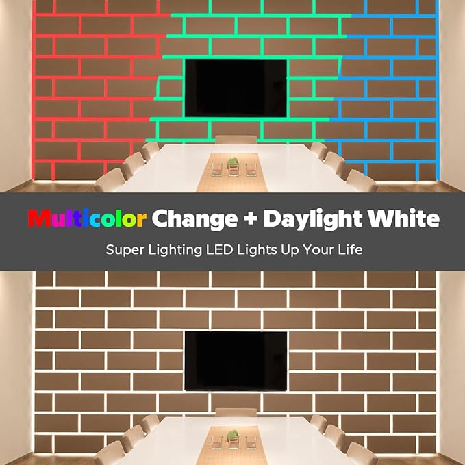 12V 4in1 RGBW LED Strip Lights 360° Bending S Shape RGB+6000K Daylight 16.4ft 240LEDs Dimmable RGBW Color Changing LED Light Strips for DIY Letters Irregular Lighting (RGB+6000K)