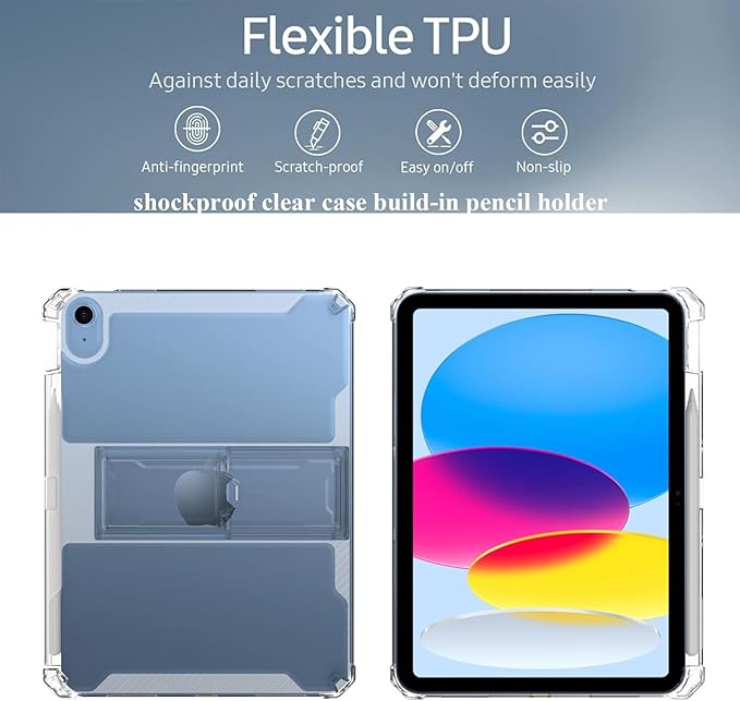 Clear Case for iPad mini 7 A17 Pro (2024) & iPad mini 6 2021 8.3 Inch/iPad mini 7th/6th Generation Case with Pencil Holder/Kickstand,UUcovers Transparent Soft TPU Shockproof Back Crystal Cover,Clear