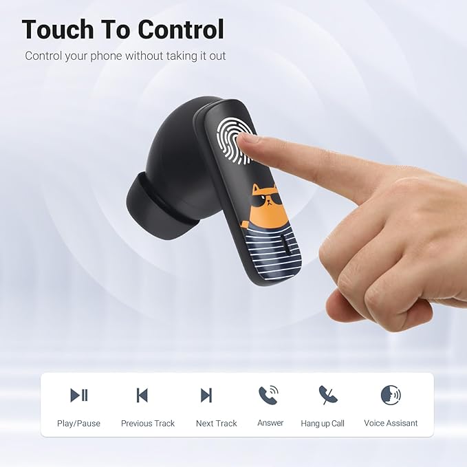 K80 Wireless Earbuds, Bluetooth 5.3 Headphones TWS True Wireless Stereo Earbuds with Wireless Charging Case, 42H Playtime, Auto-Pairing, Lightweight Comfort Fit for iPhone Android