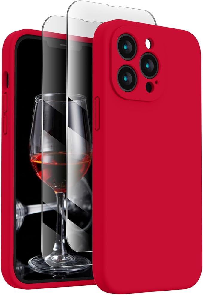 FireNova Designed for iPhone 13 Pro Case, Silicone Upgraded [Camera Protection] Phone Case, Soft Anti-Scratch Microfiber Lining Inside, 6.1 inch, Deep Red