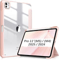 Fintie Hybrid Slim Case for iPad Pro 11-inch (M5) 2025 / (M4) 2024 - [Built-in Pencil Holder] Shockproof Protective Cover with Clear Transparent Back Shell, Rose Gold