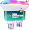 Linkind Matter Smart Light Bulb,1200LM 85W BR30 Smart Flood Light Bulbs Work with Alexa, Apple Home, Google Home, RGBTW Recessed Color Changing Bulbs E26, 2.4GHz Only WiFi Light Bulbs LED, 2Pack