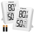 Geevon 2 Pack Hygrometer Indoor Thermometer Room Humidity Gauge with Battery, Digital Temperature Gauge Humidity Meter Indicator for Home, Office, Greenhouse, Mini Hygrometer,White