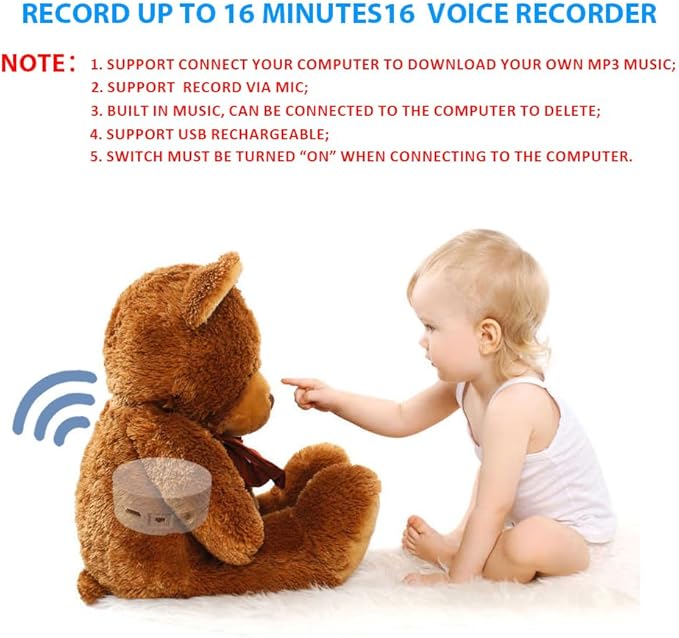 16 Minutes Voice Recorder, Record Custom Message for Crafts, Stuffed Bear, Baby Doll, and Pillow