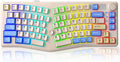 LEOBOG A75 Alice Keyboard, Tri-Mode Bluetooth/2.4G/USB-C Ergonomic Cute Creamy Keyboard with RGB Backlit Functional Knob Joystick, 75% Layout Hot-Swap Gasket Custom Keyboards for Win Mac PC Gamer-Blue