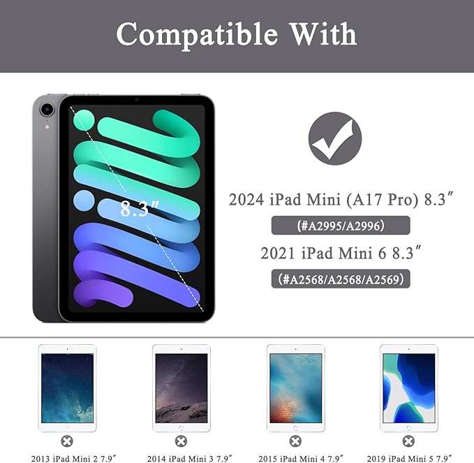 Supveco Case for iPad mini 7 (A17 Pro) 2024/iPad Mini 6 2021 8.3 Inch with Pencil Holder-[Auto Wake/Sleep],Slim Protective Case with Soft TPU Back Cover for iPad mini 7th/6th Generation-Green