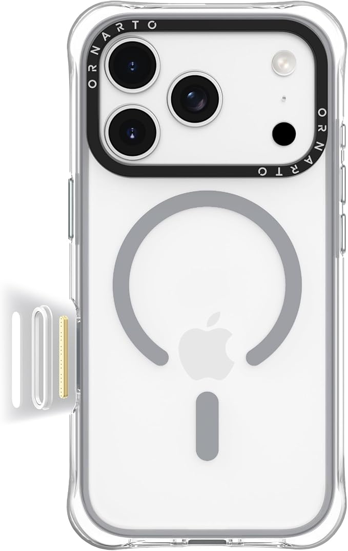 ORNARTO Air Case for iPhone 17 Pro Max Clear | Military-Grade Drop Protection | Camera Control Button | Compatible with MagSafe | Built-in Air Phone Cover - Gray
