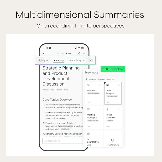 Plaud Note Pro AI Voice Recorder, Transcribe & Summarize with AI Note Taker for Meetings & Calls, Professionals & Teams, Supports 112 Languages, Ultra-Slim, InstantView Display, Case Included, Silver