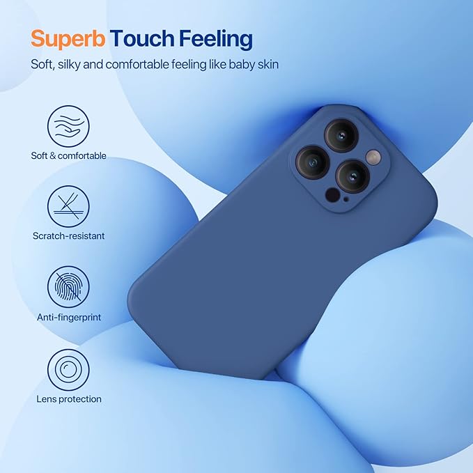 Miracase Magnetic Case Designed for iPhone 14 Pro Max Phone Case with Screen Protector,[Upgraded Enhanced Camera Protection],Shockproof Liquid Silicone Case 6.7 inch, Glass Blue Magnetic
