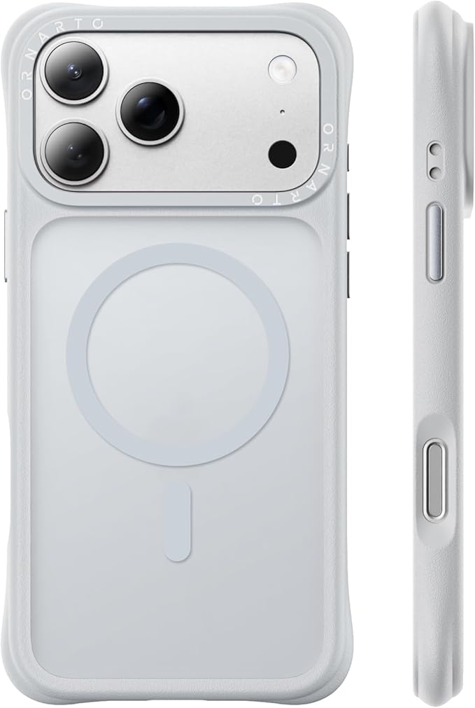 ORNARTO Magnetic for iPhone 17 Pro Max Case, 20FT Military-Grade Drop Protection, Compatible with MagSafe, Slim Shockproof Translucent Matte Phone Case for iPhone 17 Pro Max 6.9", Light Gray