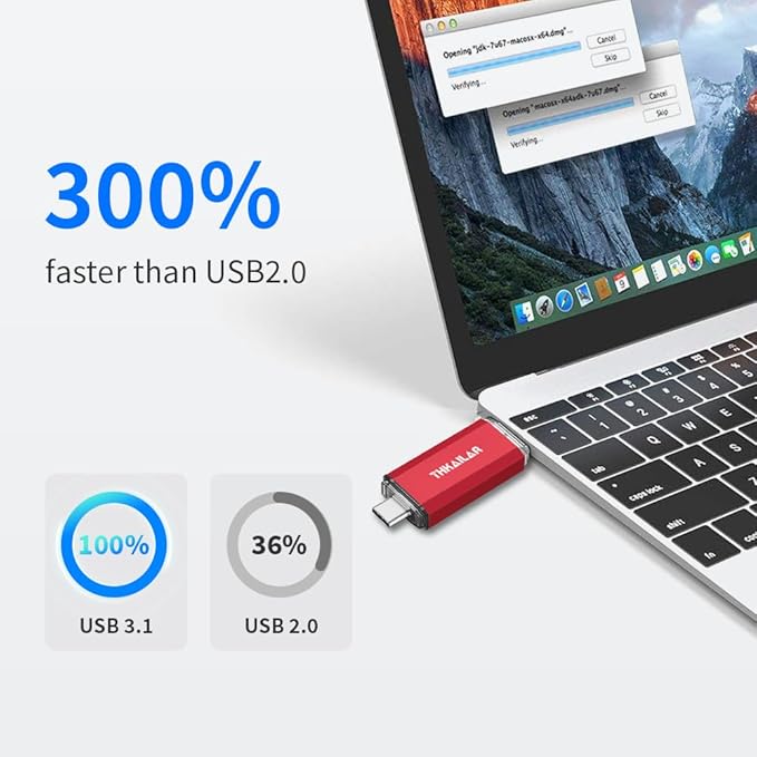 Thkailar USB C Flash Drive 32GB 2 in 1 Dual OTG Thumb Drive High Speed USB 3.1 Type C Memory Stick for iPhone 15, Samsung, MacBook, Laptop, Tablet, PC