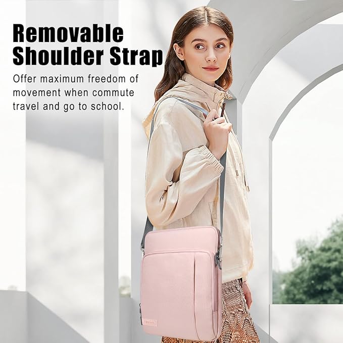 TiMOVO 13 Inch Tablet Sleeve with Shoulder Strap for iPad Air 13", iPad Pro 13"/ 12.9", Galaxy Tab S10 Plus/S10 FE+/FE Plus 12.4", Remarkable Paper Pro 11.8", Blush