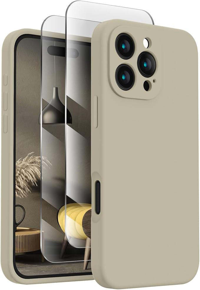 FireNova Designed for iPhone 16 Pro Case, Silicone Upgraded [Camera Protection] Phone Case, Soft Anti-Scratch Microfiber Lining Inside, 2024, Khaki