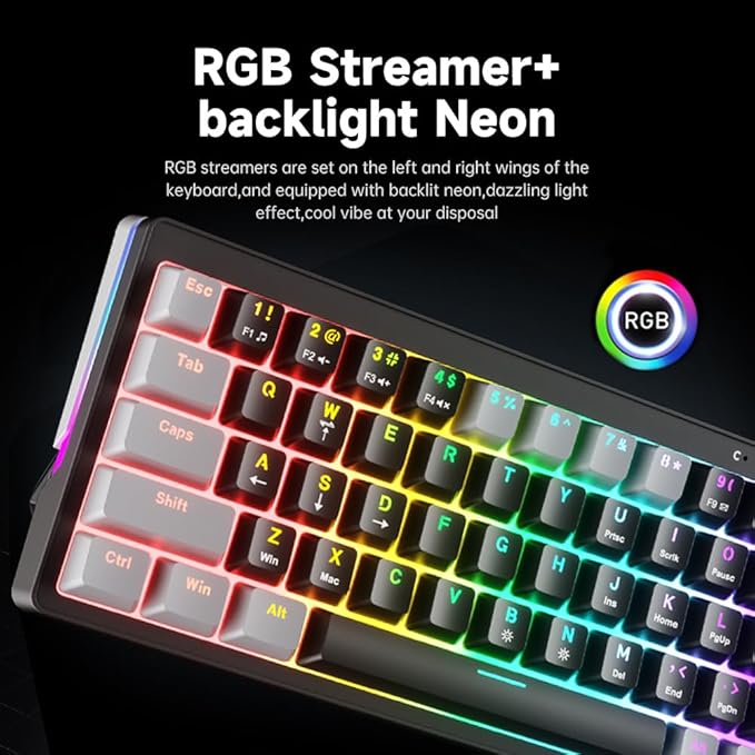 abucow 60% Mechanical Gaming Keyboard Blue Switch Wired Compact Keyboard with RGB Backlight Anti-Ghosting No-Conflict 63 Swappable keycaps Ergonomic Design for Windows/Mac