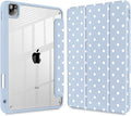 Tuiklol for iPad Pro 12.9 Inch 6th/5th/4th/3rd Generation 2022 2021 2020 2018 Case,Built-in Pencil Holder Clear Transparent Protective Back Shell Cover with Auto Sleep/Wake, Spot-Blue
