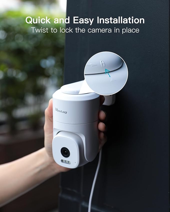 VIMTAG 2.5K 4MP Outdoor Security Camera, Pan/Tilt WiFi Home CCTV Camera, 360° View & Motion Tracking, Color Night Vision, 2-Way Audio, AI Detection Alarm, IP66, Cloud & SD Card Storage, Works w/Alexa