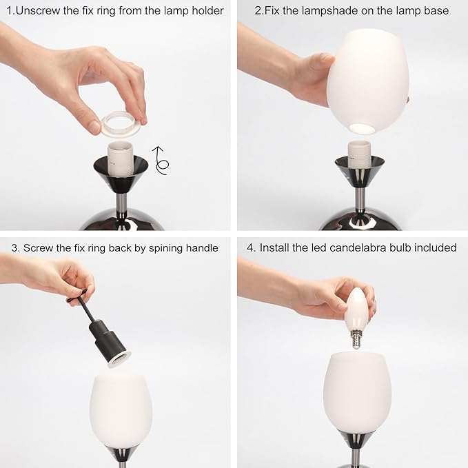 Touch Control Table Lamp Dimmable Small Lamp, Ambient Light with Opal Glass Shade Simple Night Light, Modern Accent Lamp Bedside Nightstand Lamp for Bedroom Living Room, E12 Bulb Included
