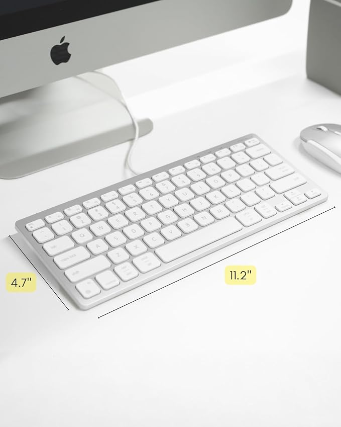 Macally USB C Wired Keyboard for Mac (USB C + USB A) – Compatible Keyboard for MacBook Pro/Air, iMac & MacMini – Compact Aluminum Mac Keyboard