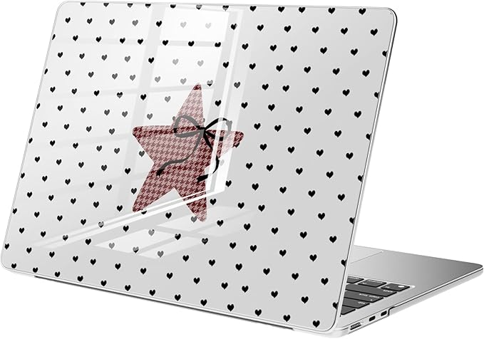 Compatible with MacBook Pro 13 inch Case M2 2025, 2024-2016 A2338 M1 A2251 A2289 A2159 A1989 A1708 A1706, Cute Love Heart Star Bow Protective Hard Shell Clear Cover for Mac Pro 13