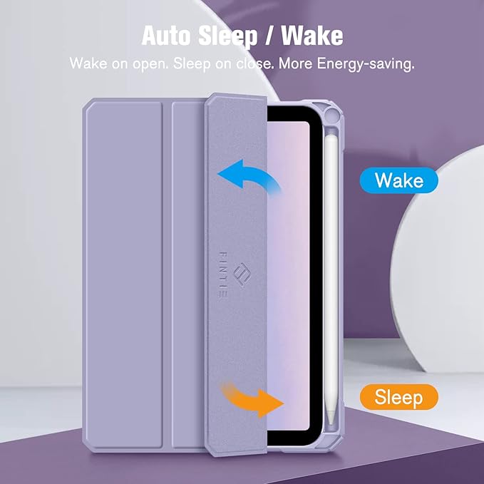 Fintie Hybrid Slim Case for iPad Mini 7 (A17 Pro, 7th Generation) 2024 / iPad Mini 6 (6th Gen) 8.3 Inch, [Built-in Pencil Holder] Shockproof Cover Clear Transparent Back Shell, Lilac Purple
