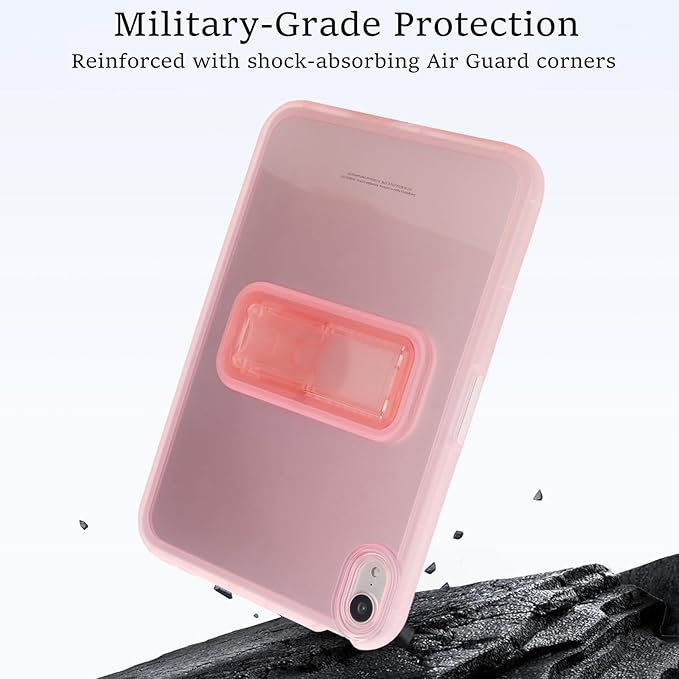 Slim Case for iPad mini 7 (A17 Pro) 2024/ Mini 6 8.3'', Built-in Kickstand Non-Slip Military Grade Drop Protection Rugged for iPad mini 7th 6th Generation, Pink