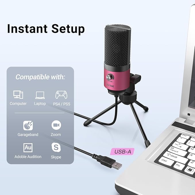 FIFINE USB Podcast Condenser Microphone Recording On Laptop, No Need Sound Card Interface and Phantom Power-K669