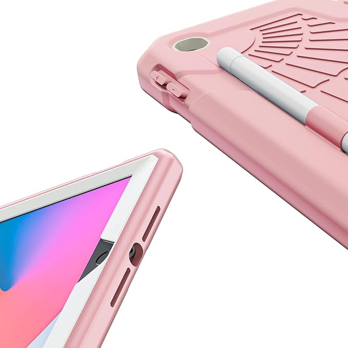 SIBEITU Case Compatible with iPad 9th Generation for Kids, with Pencil Holder Stand, Heavy Duty Rugged Case for iPad 10.2 inch