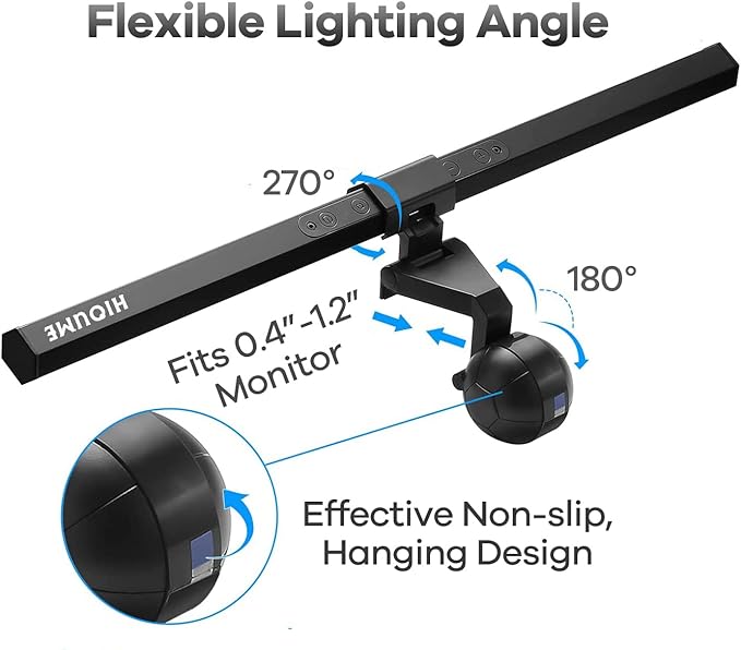 Monitor Light Bar, USB Powered LED Computer Light for Desk/Office/Home, 3 Adjustable Color Temperature, 10 Dimming Brightness Levels, No Screen Glare, Black