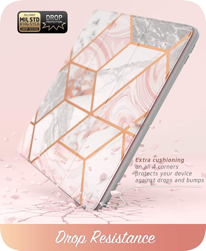 i-Blason Cosmo Case for iPad Air 3 10.5" 2019 (3rd Gen) / iPad Pro 10.5 2017, [Built-in Screen Protector] Trifold Stand Protective Case Cover with Pencil Holder and Auto Sleep/Wake, Marble, 10.5"