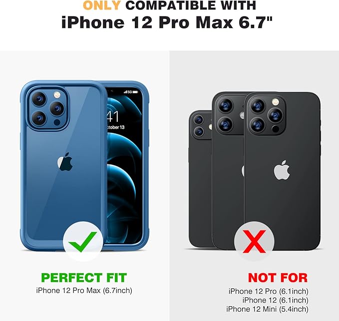 Diaclara Designed for iPhone 12 Pro Max Case, Full Body Rugged with Built-in Touch Sensitive Anti-Scratch Screen Protector, Soft TPU Bumper Case for iPhone 12 ProMax 6.7", Blue