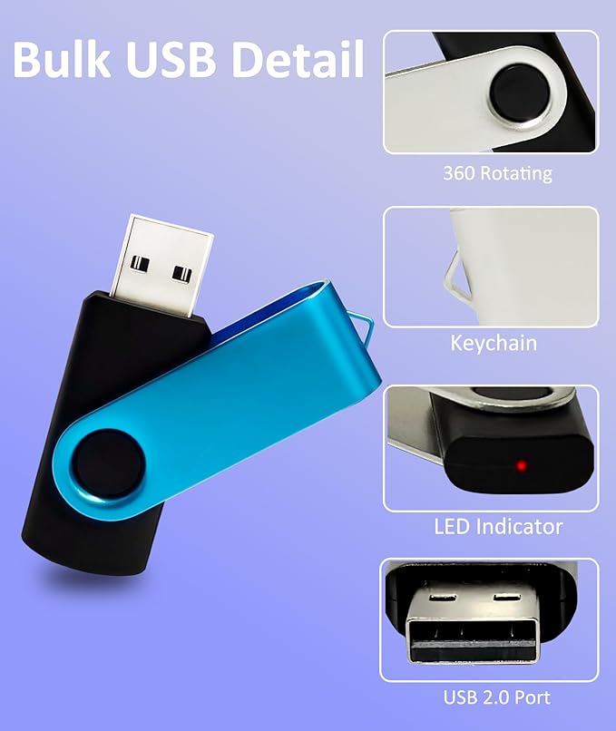 USB Thumb Drive 4GB USB Flash Drives 50 Pack Nicepicten Bulk USB 2.0 Flash Drive Pack of 50 4GB Swivel Jump Drives Multipack Memory Stick for Data Backup (50 Pack 4 GB Colorful)