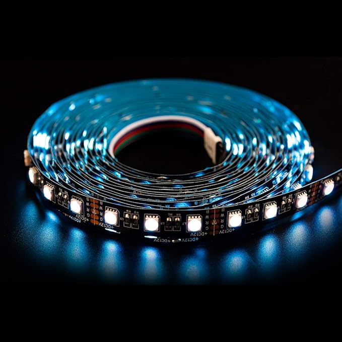 BTF-LIGHTING RGBW LED Strip Lights,UL Listed,5050 4 Colors in 1 RGB + 6000K-7000K Cool White,12V DC,16.4ft/5m 60LEDs/m 12mm Black PCB, IP30 for Home Decoration(No Adapter or Controller)