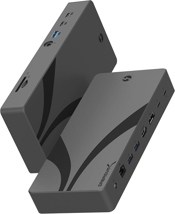 SABRENT Thunderbolt 4 Docking Station, TB4 Ports, 8K/4K, USB4 & TB3 Compatible, DP 1.4, HDMI 2.1, USB-C/USB-A Ports, Gigabit Ethernet, Audio Jack, SD/TF Card Reader, Windows/macOS/Linux (DS-T4MF)