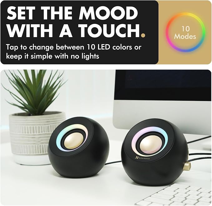 X9 Performance Computer Speakers for Desktop PC - Bluetooth, Aux, and USB Speakers with RGB Lighting for Desk Top, Laptops, Tablet