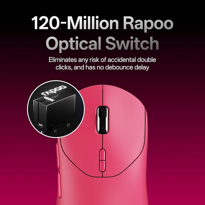 Rapoo VT2 Wireless Gaming Mouse, True 8K Wireless Polling Rate, 53g Lightweight, Up to 500 Hr Battery, Nordic nRF54L15 MCU, 100-Million Mechanical Switch, 10 Programmable Buttons, Macro Enabled