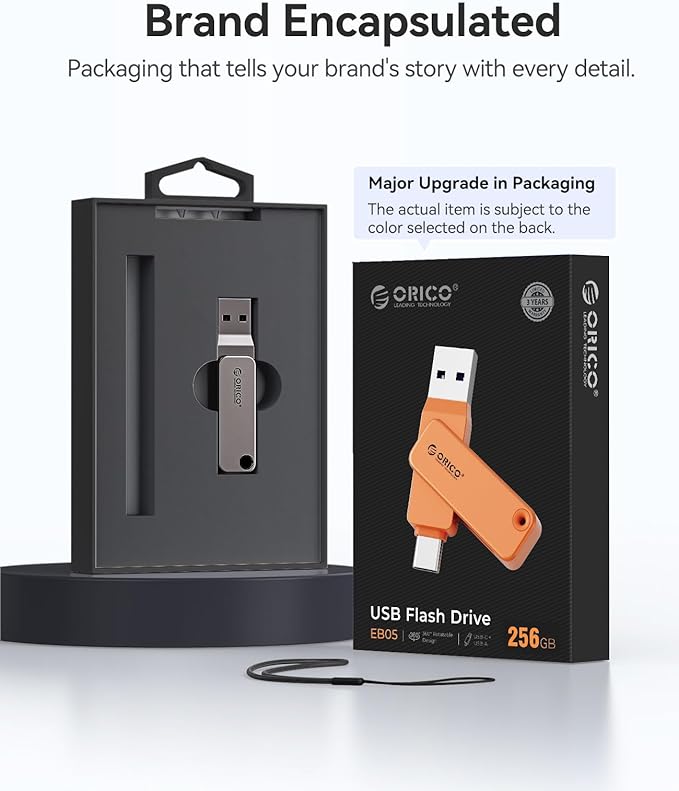 ORICO 128GB Dual USB-C USB-A Flash Drive 150MB/s High Speed USB 3.0 Memory Stick, Zinc Alloy Rotating Design, Compatible with iPhone 15/16/17, Android, Mac, PC, Car Audio – Plug & Play