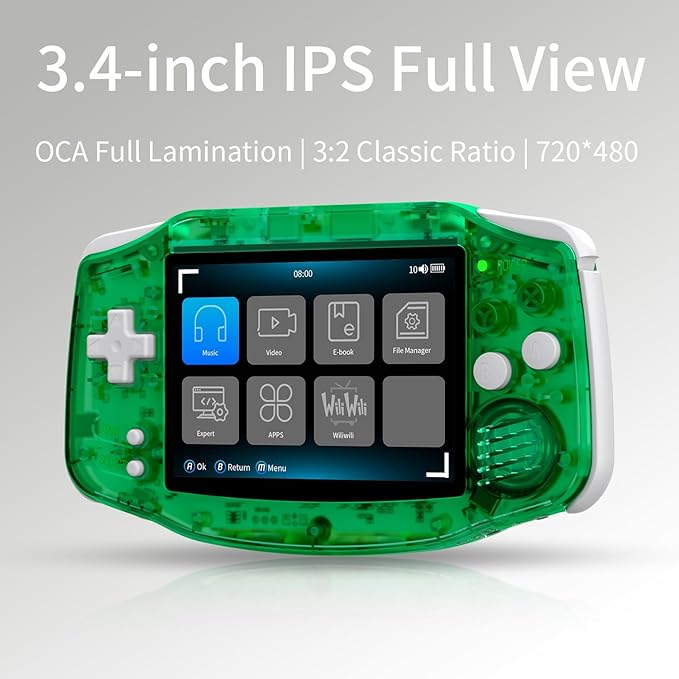 RG34XX Handheld Game Console 18K+ Preloaded Retro Games 35 Emulators 3.4” IPS Display 4K TV Output Classic Video Game Console Portable Gaming System with Fancy Case & Accessories (Green-64GB)