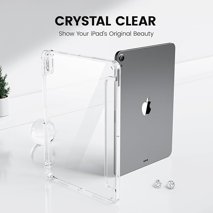 Clear Case for iPad mini 7 A17 Pro 8.3 Inch, iPad mini 7th/6th Generation Case (2024/2021),Slim Shockproof Transparent Back,Y-Shaped Mutil Angles Folding,Supports Pencil Pro&USB-C (Cream White)