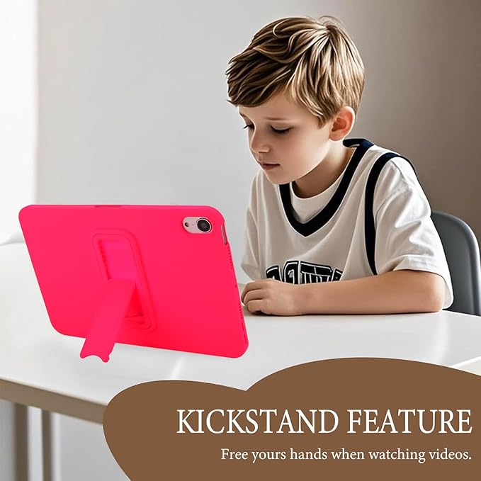Case for iPad mini 7th & 6th Gen with Kickstand, Soft TPU + Hard PC Ultimate Delicate Touch Feeling Shockproof Protective Back Cover for iPad mini 7th 6th Women Men, Rose