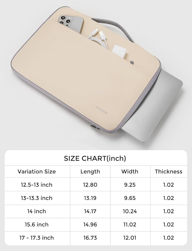 DOMISO 14 inch Laptop Case Sleeve Protective Cover Compatible with 15 inch MacBook Air M4 M3 M2,MacBook Pro,14-15 inch HP Dell ASUS Lenovo Chromebook,Waterproof Computer Cases Bag with Handle,Beige