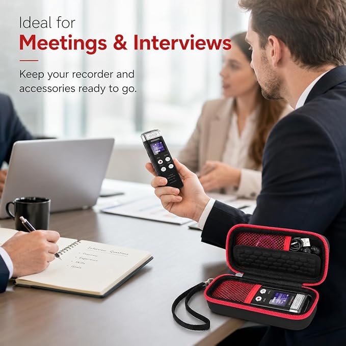 PAIYULE Case Compatible with 136G 128GB Digital Voice Recorder for Aiworth/for Sony ICD-PX370/ 470/560 for EVIDA/for Aomago Activated Recorder Fits for MP3 Player, Earbuds, USB Cable (Box Only) (Red)