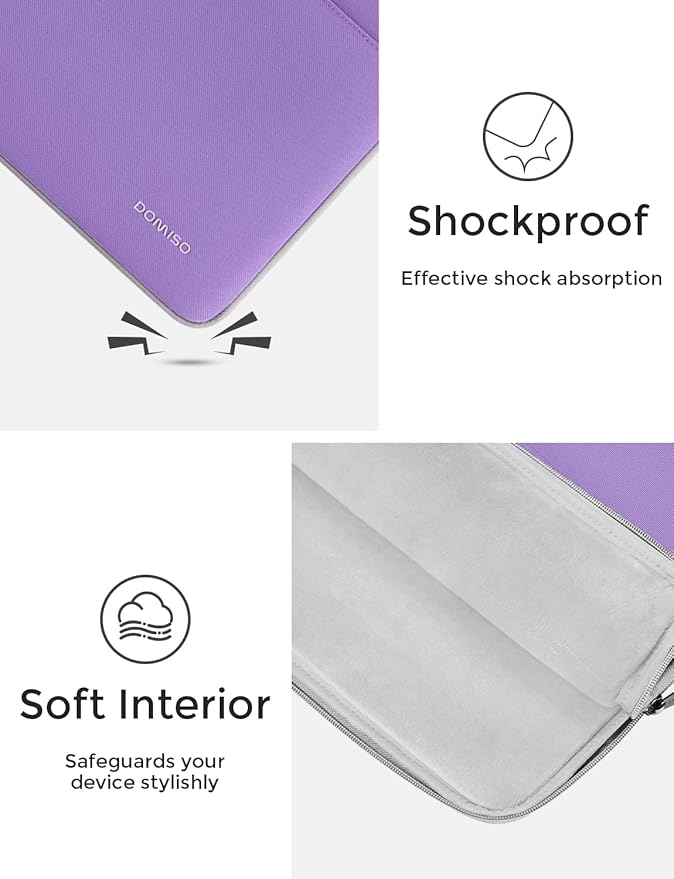 DOMISO 14 inch Laptop Case Sleeve Protective Cover Compatible with 15 inch MacBook Air M4 M3 M2,MacBook Pro,14-15 inch HP Dell ASUS Lenovo Chromebook,Waterproof Computer Cases Bag with Handle,Purple