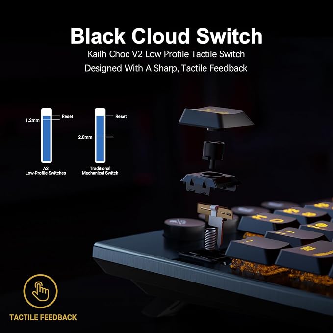 Hexgears Immersion A3 Low-Profile Wireless Mechanical Keyboard, TKL Hot-Swappable Aluminum Gaming Keyboard, BT5.0/2.4GHz/USB-C Tactile Switches, RGB Backlit, TFT Screen & 5800mAh Battery for Pc/Mac