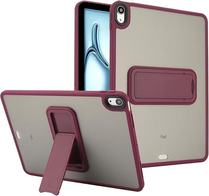 Shockproof Case for iPad Air 11-inch M4/M3/M2 (2026/2025/2024) for Women Men, Kickstand Slim Fit Rugged Bumper Lightweight Anti-Scratch Bumper Case Cover for iPad Air 11", WineRed